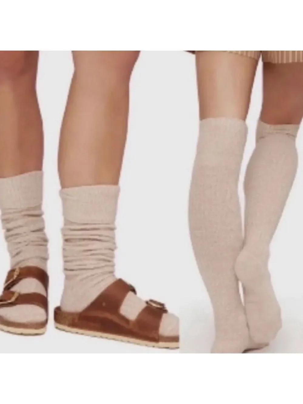 Pudus Lifestyle Tall Over The Knee High Sweater Socks Marled Tan OS
